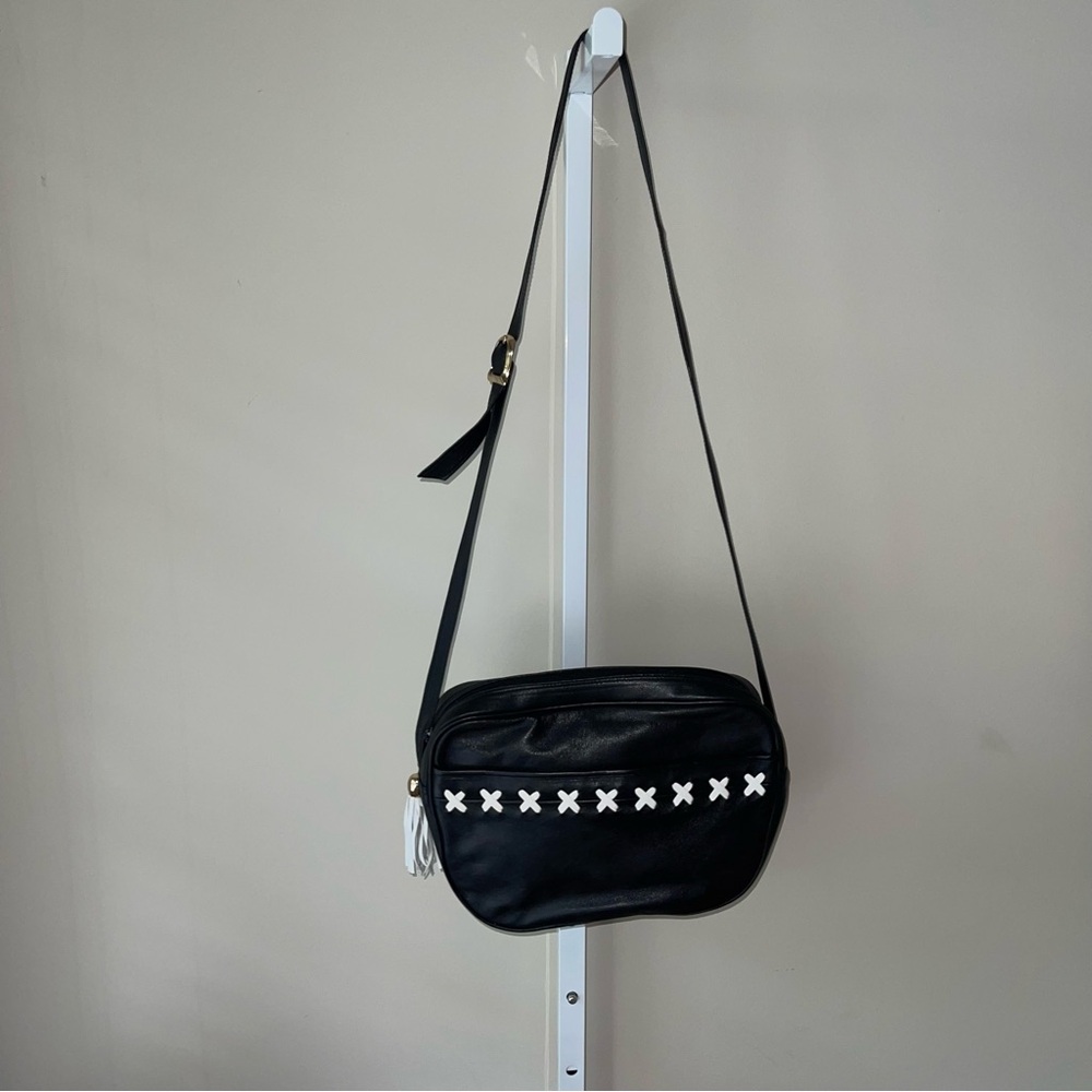 Giani Bernini Black Crossbody Bag with White Accents